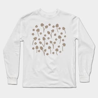 Autumn forest mushrooms in grey Long Sleeve T-Shirt